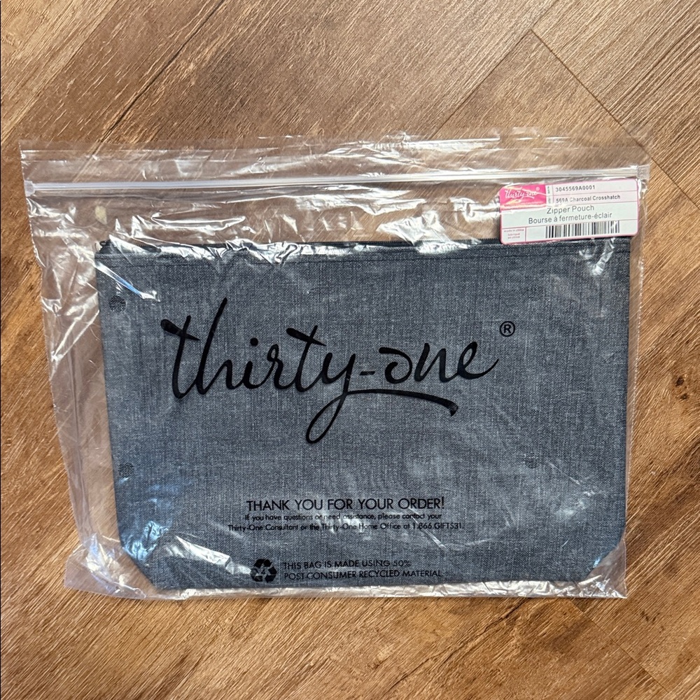 Thirty-One Charcoal Organizer Pouch